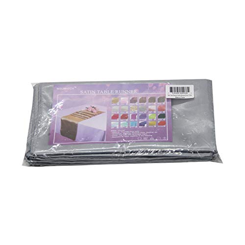 Welmatch Silver Satin Table Runners - 5 Pcs Wedding Banquet Party Event Decoration Table Runners (Silver, 5) #TOP3