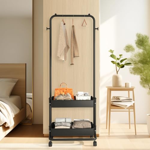 [Bebemax]�n���K�[���b�N 2�i�I�t�� �o�X�P�b�g�t�� �R�[�g�n���K�[ 360�x��]�L���X�^�[�t�����S�� �t�b�N�t �p�C�v�n���K�[ �ߗރ��b�N ��e�� ��� �h�T�r �h�� �ϕ��H�� ���ω׏d �ȃX�y�[�X �g���ȒP �ȈՃn���K�[ ���[�h���[�u ���@�\ 