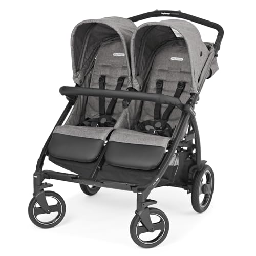 Peg Perego Book For Two - Passeggino Gemellare dalla Nascita, Travel System, Chiusura Compatta, Ruote Soft Ride, Quarz