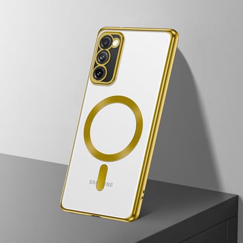 Image of Vaku Luxos Luxury Electroplated TPU Back Cover Case for Samsung Galaxy S20 FE Camera Screen Protector Magnetic Magsafe Wireless Charging- Gold