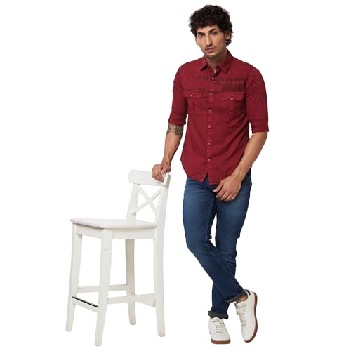 Image of Spykar Men's Regular Fit N /A Full Sleeve Printed Casual Shirts