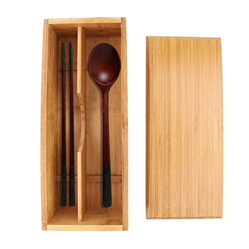 Cyrank Wooden Cutlery Box with Lid, Silverware Utensil Holder Japanese Spoon Chopsticks Storage Box Silverware Container Cutlery Storage Drawer for Kitchen Countertop 27 X 11 X 6.6cm - Image 6