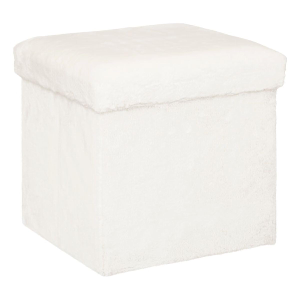 Pouf imitation fourrure pliable blanc Ezzio 38cm tabouret repose-pied