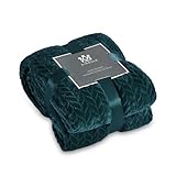 Kingole Flannel Fleece Luxury Throw Jacquard Weave Blanket, Peacock Blue Travel/Throw Size Leaf Pattern Cozy Couch/Bed Super Soft and Warm Plush Microfiber 350GSM (50 x 60 inches)
