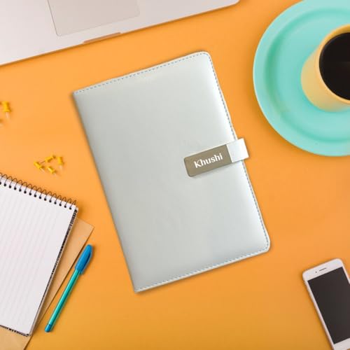 Image of Giftana Personalized Diary with Pen, Coffee Tumbler 510ml, Water Bottle 750ml, Keychain, Card holder Gift Set for Men and Women, 6 in 1 Personalised Corporate Gifting for Employee (White)
