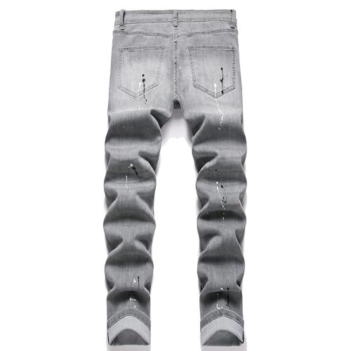 XIMXIMMTIAN Mens Slim Fit Jeans Stretch Ripped Biker Jeans for Men Fashion Straight Comfort Flex Waist Casual Denim Pants2