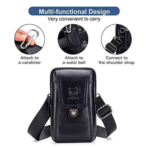 Moniss Bolsa de cinto de couro masculina bolsa de telefone bolsa de viagem crossbody bolsa de ombro