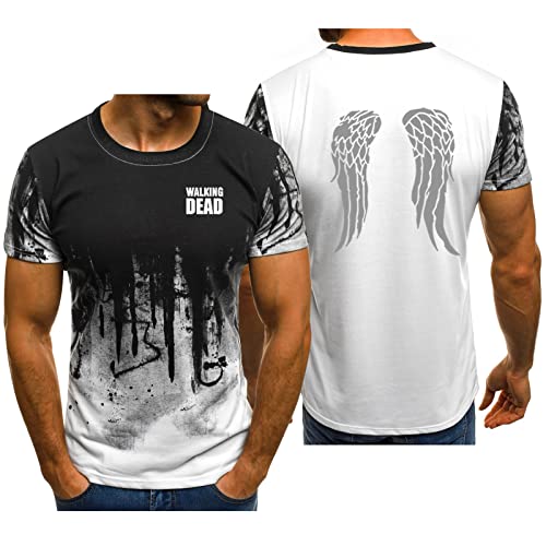 MUSSEN Camiseta Hombre The Walking Dead Manga Corta, Camisetas de Crew Neck con Estampados, Camiseta...