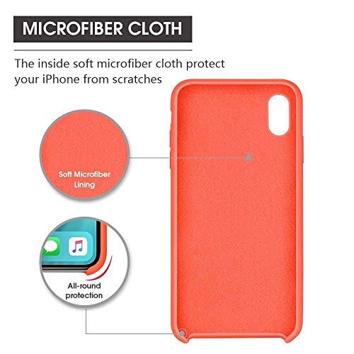 Image of REALCASE iPhone Xs Case Cover, Liquid Silicone Gel Rubber Shockproof Case Soft Microfiber Cloth Lining Cushion Cover for iPhone Xs (S Orange)
