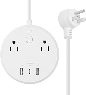 Monoprice USB-C Power Strip, 2 Outlets and 57W 3 USB with 5-Foot Extension Cord, Compact Travel Size, for MacBook Pro, iPad Pro, iPhone, and Galaxy