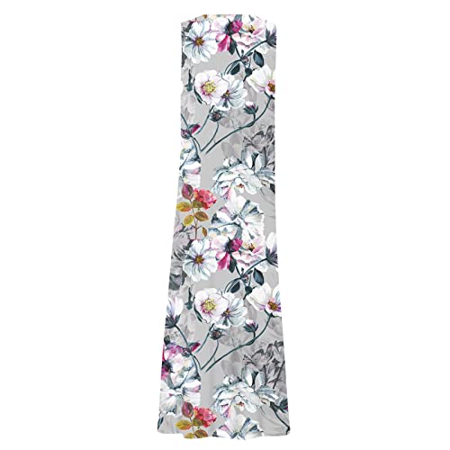 UK Denim Top Summer Oversized Flowy Floral Printed Round Neck Sleeveless Dresses Casual Maxi Vest Dress with Pockets Jersey Maxi Dress (Gray, L) - Image 5