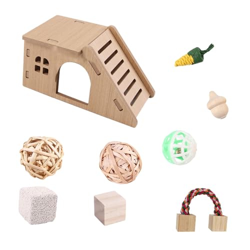 WeiLaiKeQi 木製モルモット城隠れ家 フェレットハムスター用木製ハムスターハウス