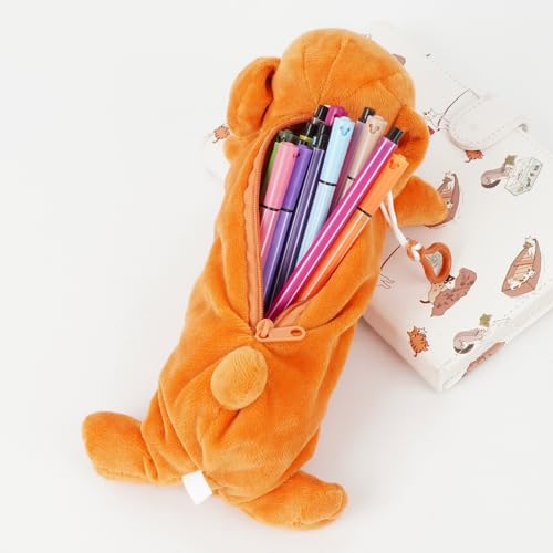 Image of Minache Women Animal Dog Plush Stationery Pouch Pen Pencil Case Ladies Cosmetic Bag