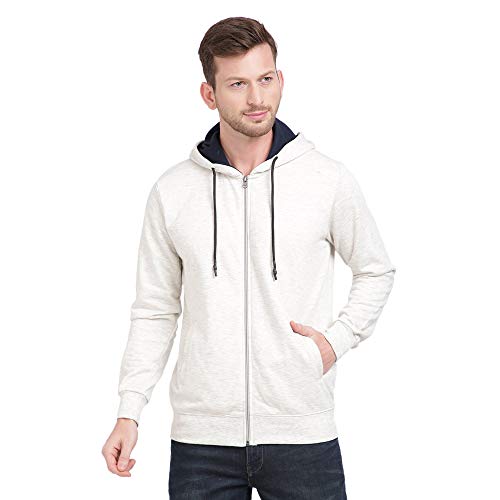 Image of Diverse Men's Cotton Hooded Neck Knitwear Sweatshirt (Off-White, Medium)