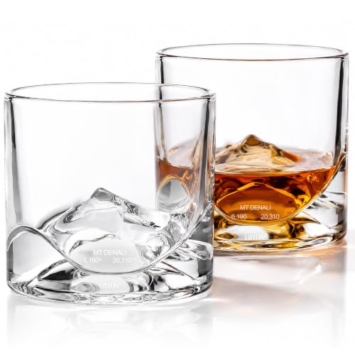 Image of LIITON Denali Mountain Whiskey Glasses, Set of 2, 10oz, Bourbon Glass