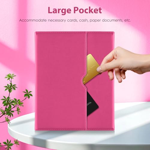 Image of DTTO for iPad 11th (A16) / 10th Generation Case with Keyboard (2025 /2022), 7 Colors Backlit Wireless Detachable Keyboard Leather Folio Cover with Pencil Holder & Pocket, Rose Red