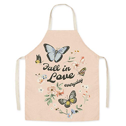 Hibye Kitchen Chef Easter Series Floral Printing Flax Apron Restaurant Cooking Adjustable Bibs Unisex Adult Costume #TOP2