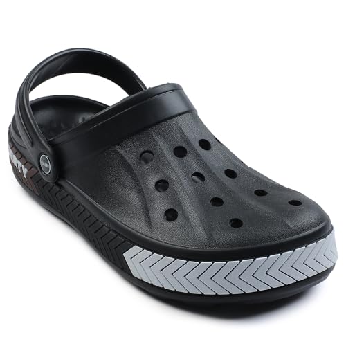 Image of Liberty A-HA LITEWALKXT Clogs for Men, Black & Light Grey | Casual Slip-On Slingback Clog for Walking, Outdoor /Indoor Use | Solid Pattern, Fashionable Sandals with Lightweight Regular wear