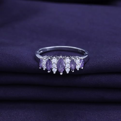 Jewel Zone US Simulated Amethyst & White Cubic Zirconia Wedding Ring in 925 Sterling Silver (0.64 Cttw)4