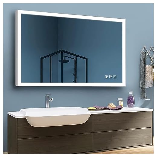 40x32 Inch Bathroom Illuminated LED Lighted Vanity Mirror with Built-in Bluetooth Speaker, Dimming Function, Anti Fog and Touch Sensor Switch, 3000K Warm White+4000K Neutral White+6500K Cool White