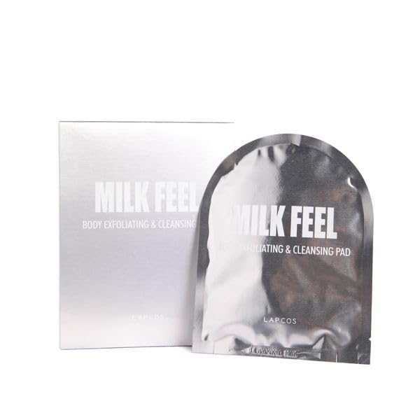 LAPCOS Milk Feel Body Exfolator, Single Use Mitt to Remove Dead Skin and Cleanse, Deep Exfoliation for Arms, Legs and Body, AHA & BHA Hydrody Acids for Peeling Effect to Reveal Smooth Skin (5 Pack)