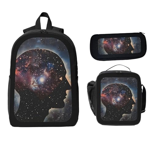 Galaxy Space Man 3 Pcs 17 Inches Backpack Set with Insulated Lunch Bag And Pencil Pouch Large Back Pack for Men Women Lunchbox Pencil Case Waterproof Backpacks Lunch Box 3 Piece Daypacks2