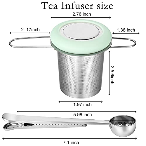 Dj 2 Pack Tea Infusers With Tea Scoop 188 Stainless Steel Tea Strainer With Folding Handle Tea Filter Extra Fine Mesh Strainer Brewing Basket With Silicone Lid For Loose Leaf Tea,Blue And Orange #TOP1