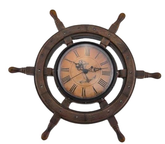 Reloj de pared náutico con rueda de barco de 11.5 pulgadas de diámetro