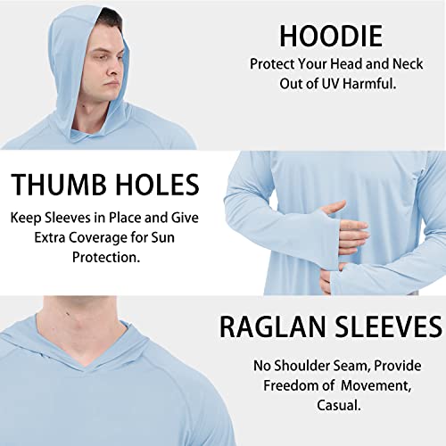 Men Long Sleeve Sun Shirts: Mens UPF 50+ Sun Protection Hoodie SPF/UV Dry Fit Hiking Swimming Fishing Thumbholes Shirt3