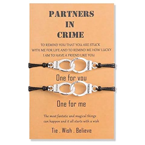 BOCHOI 2PCS Couple Bracelet Partners in Crime Handcuff Matching Friendship Bracelet Set for BFF Couple Girls Boys Best Friend Boyfriend Girlfriend Jewellery Cover
