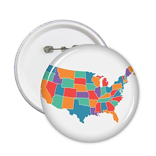 Bouton rond motif Amérique épingle XXL lot de 5 badges carte d'état pour veste et sac
