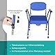 Akriva Toilettenstuhl mit Armlehnen, höhenverstellbarem Sitz und Rückenlehne für den Hausgebrauch, Senioren und Pflege, Blau