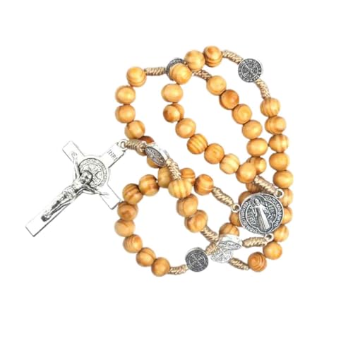 DEARMAMY Collar De Cuentas Collar De Péndulo Cadena Con Colgante Collar De La Iglesia Collares Cadena De Cuello Catolica Cuentas Para Manualidades Cuentas De Rosa Billetera Bambú Yellow