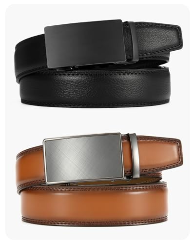 Image of CHAOREN Leather Ratchet Belt Men 2 Pack - Customizable Fit, Effortless Style (35mm)