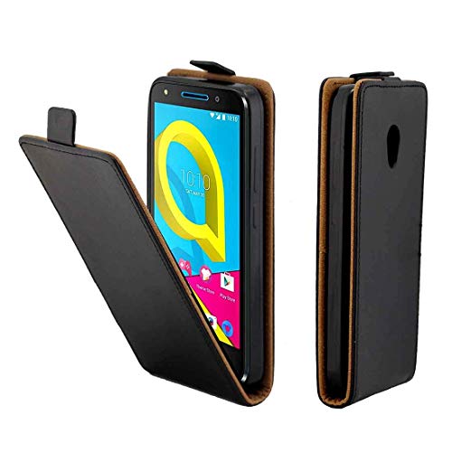 LVDHFUIASDFEFEE Fundas de Cuero del teléfono Celular For Alcatel U5 TPU Business Style Vertical Flip Funda Protectora de Cuero con Ranura for Tarjeta Moda (Color : Black)
