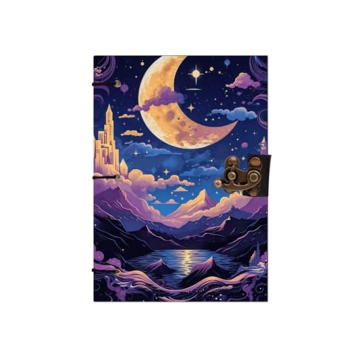 Image of Moon Art Diary Notebook 7x5 Inch 160 Pages Unruled Journal for Writing