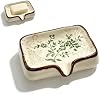 Portajabón de cerámica antideslizante con drenaje en V | Elegante patrón floral nórdico para ducha, baño y lavabo de cocina – reduce desperdicio 2