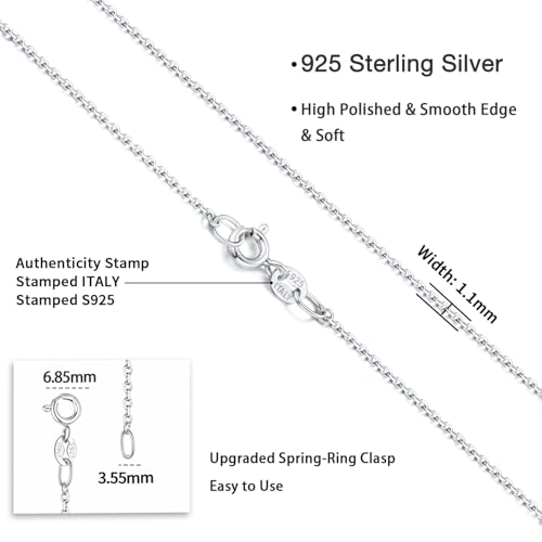 jewlpire 925 sterling silver chain necklace chain for women 11mm cable chains necklace upgraded spring-ring clasp - thin amp sturdy women39s chains necklaces 14 16 18 20 22 24 inch