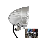 WIND MOZURA Retro 4.5' Motorcycle Headlights w/Visor Clear Lens 4 1/2 inch Chrome Vintage Head Light Lamp for Harley Sportster Dyna Softail Bobber Chopper Honda Yamaha Suzuki Kawasaki Custom