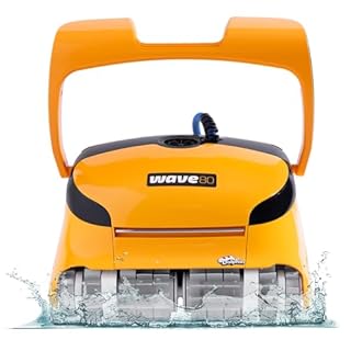Dolphin Wave 80 Automatic Robotic Pool Vacuum Cleaner Includes Remote Control and Caddy, Waterline Scrubber Brush, Ideal for Commercial Pools up to 68 FT in Length