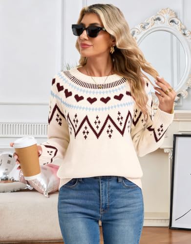 Image of Women's Vintage Fair Isle Pullover Sweater Lightweight Knit Tops