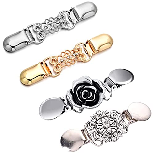 4 Piezas Clips De Cuello De Cárdigan,Clips De Suéter Vintage Clip De Rebeca De Mujer Clip De Rebeca De Plata Creativo Clips De Suéter Chal Clip Para Tops,Cárdigans,Vestidos,Bufandas,Jerséis,Mantos Cover