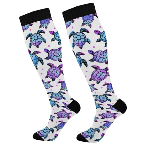 Image of Pigsaly Womens Compression Socks Yellow Stars Funny Brown Capybara Knee High Socks Athletic Tube Sock Outdoor Sport Socks