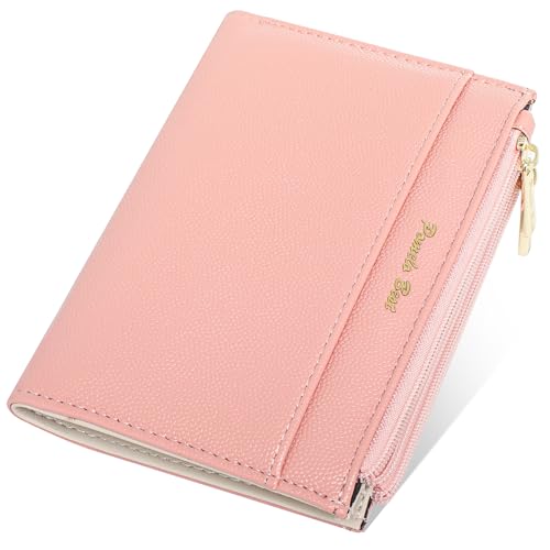 Photo de Pomelo Best Petit Portefeuille en Cuir synthétique pour Femme - Double Rabat avec Protection RFID - 6 Compartiments pour Cartes (Rose)