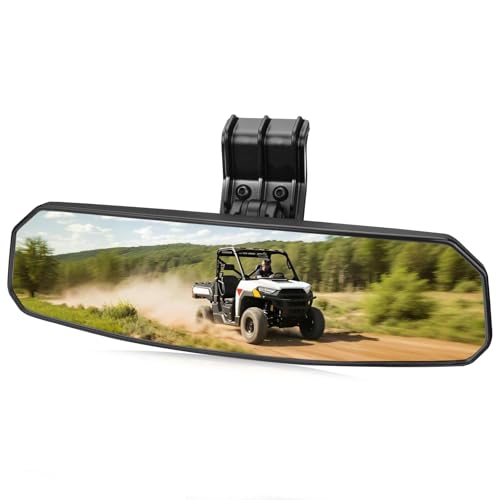 Shejisi Utv Rear View Mirror Compatible With Can Am Defender Hd10 Hd9 Hd8 Hd7 Hd5,Polaris Ranger 500 570 900 Xp 1000 Xp/Crew, No Drilling Modification, Easy Installation, Clear And Large Field Of View