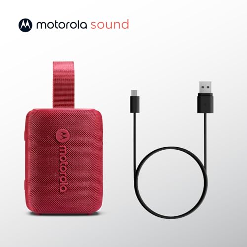 Motorola Sound - Enceinte Bluetooth 5.3 ROKR 300 - Enceinte Portable sans Fil 7W - Enceinte compacte IP67, résistante à l'eau et à la poussière - Durée 12h, Rouge