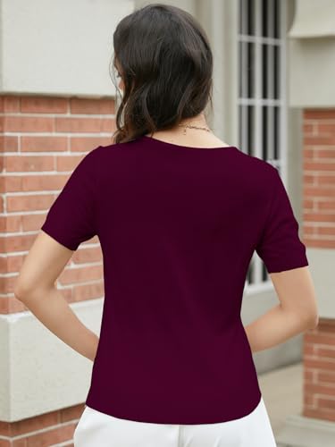 Image of DAIMIDY Women's Short Sleeve Sweater V Neck Summer Knit Tops | Business Casual Tops| Soft,Lightweight,Breathable and Comfortable| Perfect for Shopping,Date,Vacation,Daily Wear Etc.