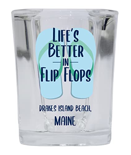 R and R Imports Drakes Island Beach Maine Beach Souvenir 2 oz Square Base Shot Glass Single
