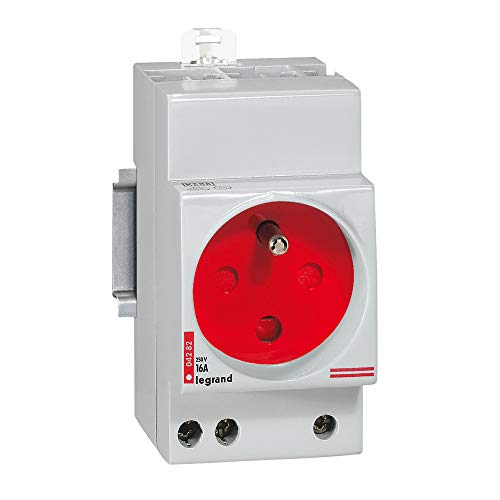 Legrand 004282 Prise de Courant Modulaire, 2P+T à Éclips et à Détrompage, 2.5 Modules, 10A à 16A, 250V, Gris/Rouge