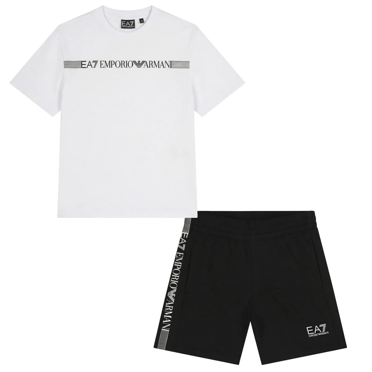 Emporio Armani EA7 Set con T-shirt e Pantaloncini Logo Series in jersey di cotone per Bambini e Ragazzi, 7B000267